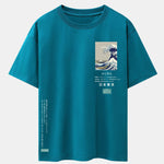 Waves Tokyo Ukiyo-e Print Drop Shoulder Oversize T-Shirt