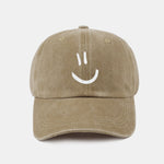 Smiley Face Pattern Classic Retro Washed Distressed Cotton Baseball Cap