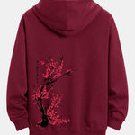 Plum Blossom Slogan Back Print Relax Fit Hoodie