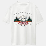 Colorado Mountain Print Drop Shoulder Oversize T-Shirt