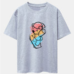 Graffiti Skateboard Bear Print Drop Shoulder Oversize T-Shirt