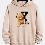Crown King Bear Print Relax Fit Hoodie