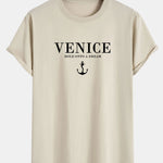 Venice Anchor Print Cotton Arc Hem T-Shirt