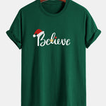 Regular Fit Christmas Believe Print Cotton T-Shirt