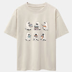 Ghost Reading Book Print Drop Shoulder Oversize T-Shirt