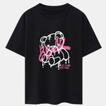 Dissolving Bear Print Drop Shoulder Oversize T-Shirt