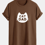 Regular Fit Cat Dad Print Cotton T-Shirt