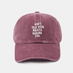 Personalized Slogan Classic Retro Washed Cotton Baseball Cap