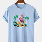 Flamingo On Vacation Print T-Shirt