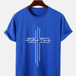Faith Crucifix Line Print T-Shirts