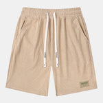 Corduroy Drawstring Shorts With Letter Label