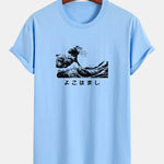 Regular Fit Waves Ukiyo-e Print Cotton T-Shirt