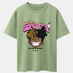 Cartoon Character Slogan Print Drop Shoulder Oversize T-Shirt