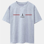 Paris Stripes Print Drop Shoulder Oversize T-Shirt