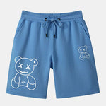 Line Shaped Bear Print Shorts