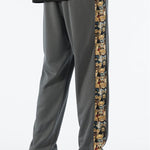 Bear Print Patchwork Straight Leg Pants