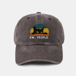 Black Cat Pattern Casual Decoration Washed Cotton Baseball Cap