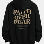 Faith Over Fear Print Relax Fit Hoodie & Drawstring Corduroy Cargo Jogger Pants