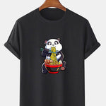 Panda Eating Ramen Print T-Shirt