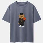 Basketball Bear Print Drop Shoulder Oversize T-Shirt