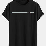 Paris Dream Maker Stripe Print Cotton Arc Hem T-Shirt