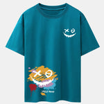 Graffiti Smiley Face Print Drop Shoulder Oversize T-Shirt