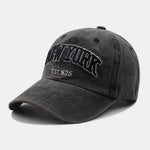 New York Embroidery Washed Distressed Cotton Baseball Cap