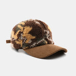 Camouflage Color Block Teddy Plush Baseball Cap