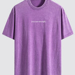 Slogan Print Washed Distressed Drop Shoulder T-Shirt