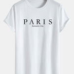 Paris Slogan Print Cotton Arc Hem T-Shirt