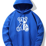 Bear Print Drop Shoulder Relaxed Hoodie