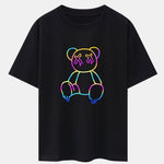 Gradient Dissolving Bear Print Drop Shoulder Oversize T-Shirt