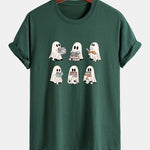 Regular Fit Ghost Reading Book Print Cotton T-Shirt