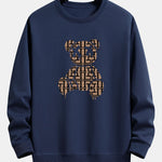 Geometric Dissolving Bear Print Relax Fit Sweatshirt