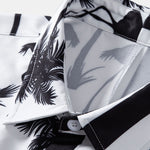 Palm Tree Flamingo Stripe Patchwork Print Button Up Shirt & Swim Shorts
