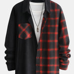 Long Sleeve Corduroy Plaid Panel Shirt & Corduroy Jogger Pants