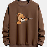 Zipper Bear Print Relax Fit Sweatshirt