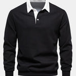 Contrast Polo Collar Sweatshirt