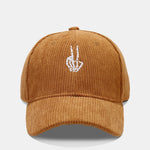 Skeleton Hand Embroidered Corduroy Baseball Cap