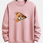 Zipper Bear Print Relax Fit Sweatshirt
