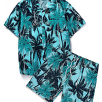 Tropical Print Button Up Shirt & Tropical Print Swim Shorts