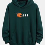 Pumpkin Chasing Ghosts Print Relax Fit Hoodie