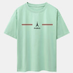 Paris Stripes Print Drop Shoulder Oversize T-Shirt