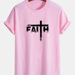 Regular Fit Faith Cross Print Cotton T-Shirt