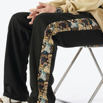 Bear Print Patchwork Straight Leg Pants