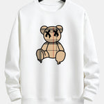 Plaid Pattern Dissolving Bear Print Relax Fit Sweatshirt