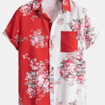 Two Tone Rose Print Button Up Shirt & Swim Shorts