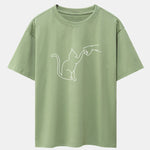 Fist Bump Cat Print Drop Shoulder Oversize T-Shirt
