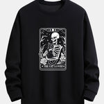 Cat Skeleton Print Relax Fit Sweatshirt