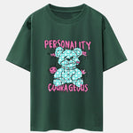 Dissolving Bear Slogan Print Drop Shoulder Oversize T-Shirt